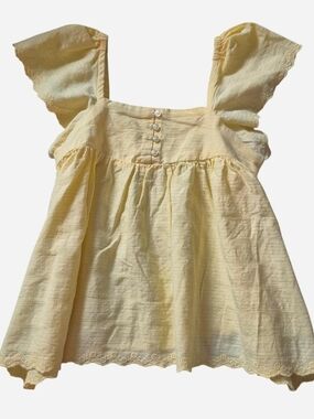 Light Yellow Flutter Sleeve Girls' Blouse